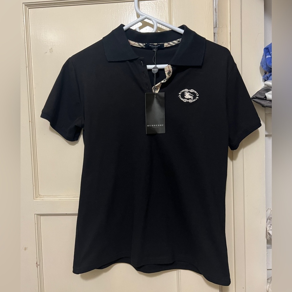 Burberry black polo t shirt